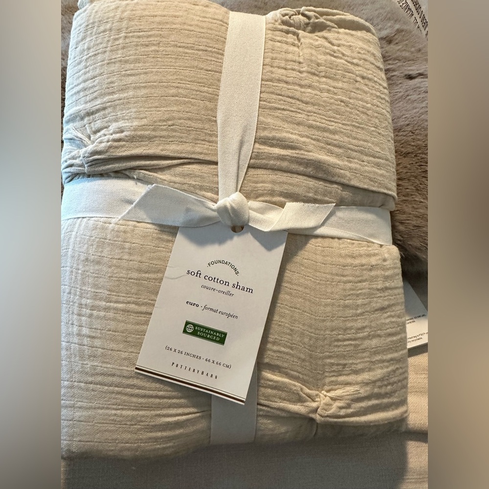 Pottery barn soft cotton standard sham beige color